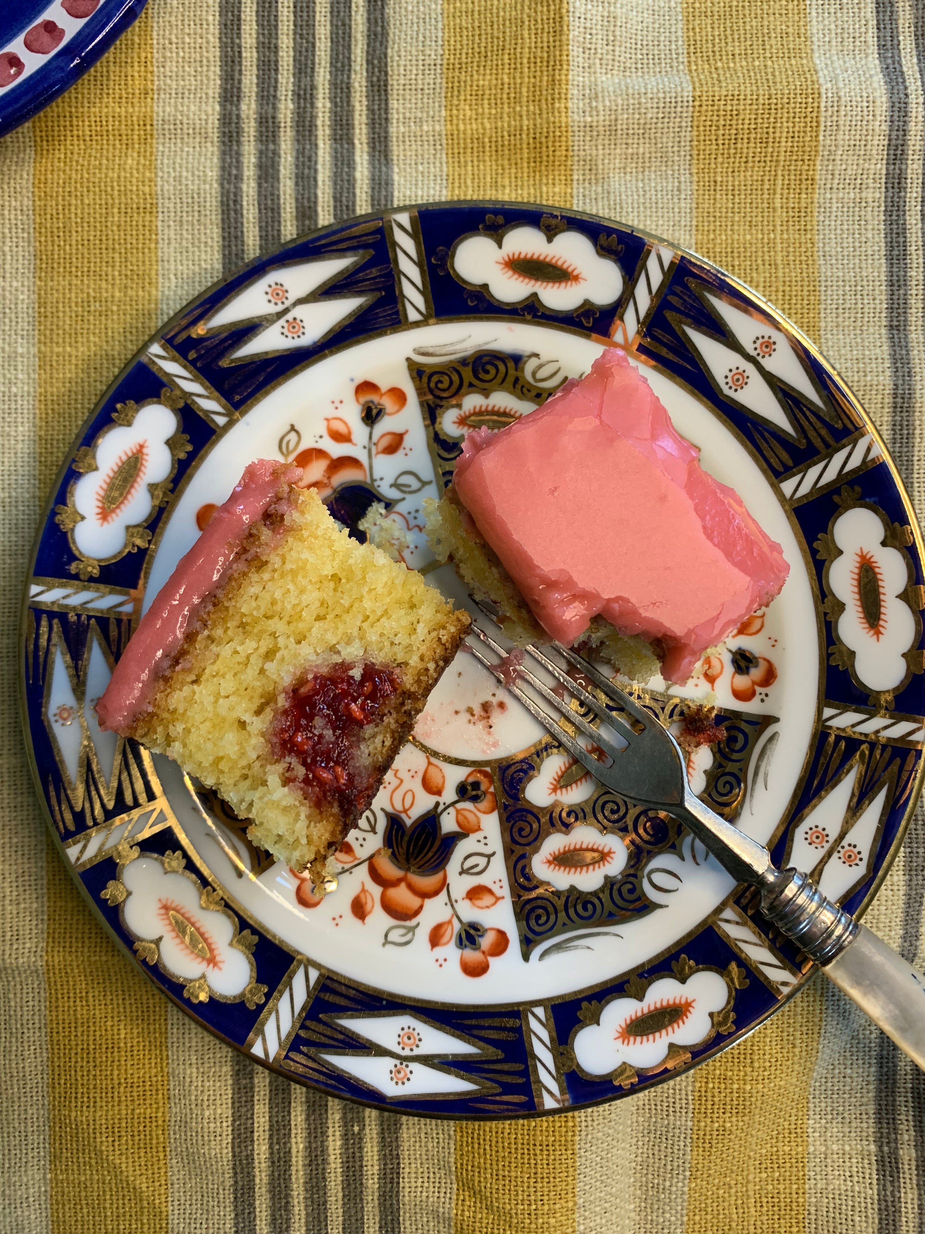 Vanilla Sponge Slice with Raspberry Jam and Raspberry Glaze